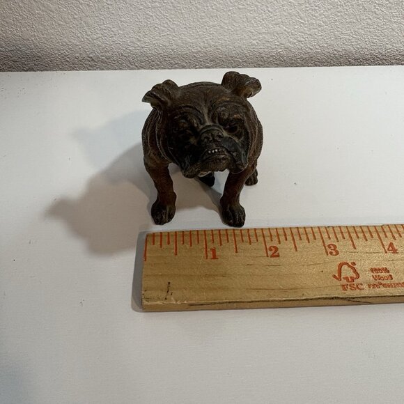 Realistic Antique Cold Painted Bronze Figure Bulldog Dog Patina - Picture 10 of 11